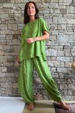 Lalli Damask Asymmetric Panel Top Olive